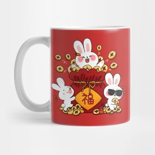 Three Bunnies Love Red Pocket Money Mug